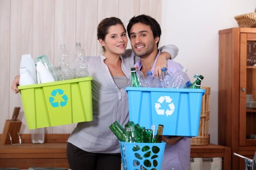 Residents separating recyclables from general waste